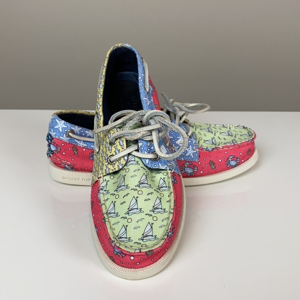 Sperry Vineyard Vines Patchwork Boat Shoes Size 5
